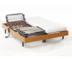 Cama eléctrica con memoria de forma ULYSSE de DREAMEA - Motor OKIN - Color cerezo - 2x70x190 cm