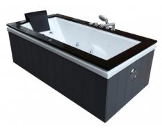 Bañera de hidromasaje ATLAS - Madera de lujo color gris y negro