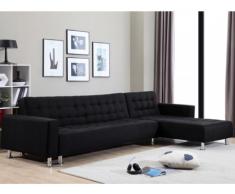 Sofá cama rinconero WILLIS - Ángulo reversible - Tela - Negro