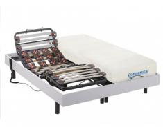 Cama eléctrica de láminas y terminales con memoria de forma DIONYSOS de DREAMEA - motores OKIN - color blanco - 2x70x190cm