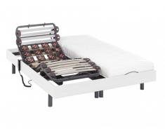 Cama eléctrica con láminas y terminales PANDORA II de DREAMEA - Motores OKIN - Blanco - 2x70x190 cm