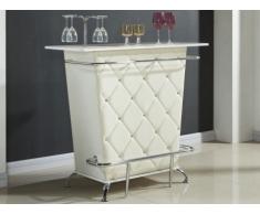 Mueble bar CLAY - Piel sintética y strass - Blanco