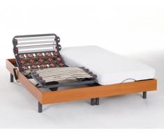 Cama eléctrica con láminas y terminales PANDORA II de DREAMEA - Motores OKIN - Cerezo - 2x90x200 cm