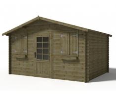 Caseta de jardín JOTEA de madera tratada clase III- 12m2 - tejado en fieltro asfáltico