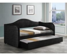 Cama nido LIPOVA - 2x90x190 cm - Piel sintética - Negro
