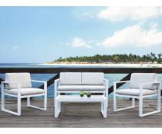 Conjunto de jardín PALAOS - Sofá 2 plazas + 2 sillones + mesa de centro - Gris