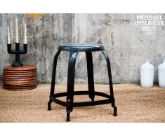 Taburete de cocina negro mate con remaches