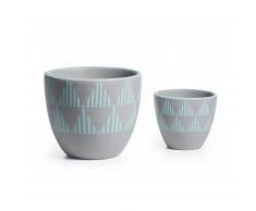 Set 2 maceteros New, gris y azul