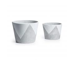 Set 2 maceteros New, gris y blanco