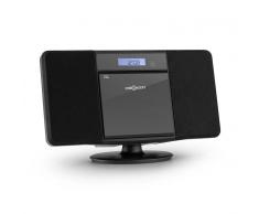OneConcept V-13 Cadena estéreo CD MP3 USB Radio Despertador negra montaje mural (MG3-V13-BL)