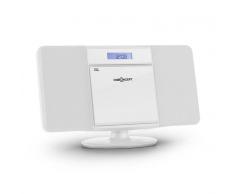OneConcept V-13 Cadena estéreo CD MP3 USB Radio Despertador blanca montaje mural (MG3-V13-WH)