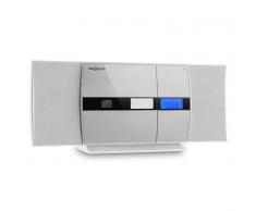 OneConcept V-15 Equipo de sonido Estéreo CD USB MP3 FM AUX Montaje en Pared Reloj despertador Plata (MG3-V-15 WH)