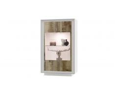 MobilierMoss Solna - Vitrina madera y lacado blanco mate