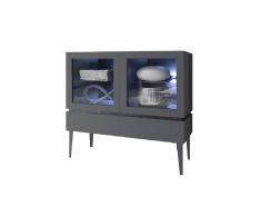 MobilierMoss Vitrina 2 puertas 2 cajones lacado gris mate - Galatik