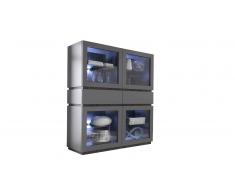MobilierMoss Vitrina 4 puertas 2 cajones lacado mate gris - Galatik