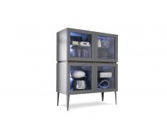 MobilierMoss Vitrina lacada 4 puertas color gris mate - Galatik