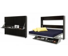 MobilierMoss Donny - Cama 160x200 cm moderna doble plegable con escritorio