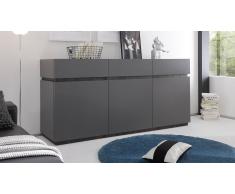 MobilierMoss Aparador 3 puertas 3 cajones lacado mate gris - Galatik