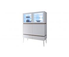 MobilierMoss Vitrina 4 puertas 2 cajones color lacado blanco mate - Galatik