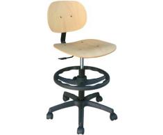Taburete de trabajo madera con respaldo