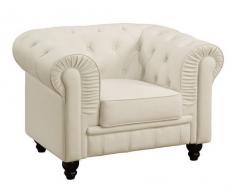 Sillon Chesterfiel capitone piel blanco