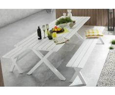 Conjunto terraza bancos lamas blanco 240x90