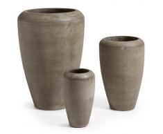 Set jarrones polycemento gris