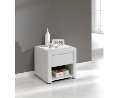 Mesita de noche tapizado blanco m-105