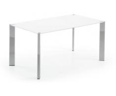 Mesa comedor cristal blanco cromada Urban 140x90