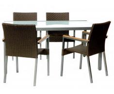 Mesa aluminio y cristal Doris