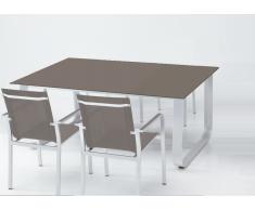 Mesa aluminio cristal taupe Esparta