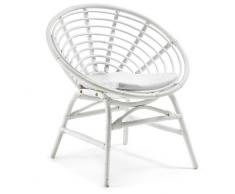 Sillon redondo rattan blanco