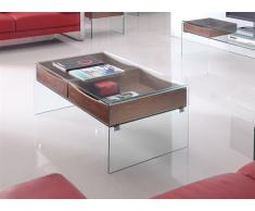 Mesa centro walnut cristal madera