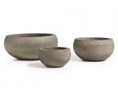 Set macetas cuenco polycemento gris