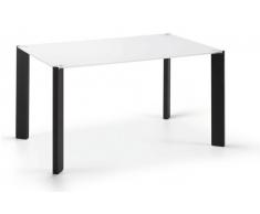 Mesa comedor cristal blanco patas negro Urban 140x90