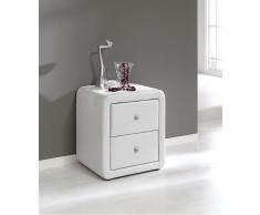 Mesita de noche tapizado blanco M-104