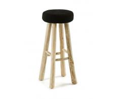 Taburete teka natural tejido negro