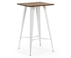 Mesa alta tolix bistro blanco madera 60x60