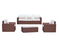 Set sofas terraza Riviera rattan chocolate 1+1+3
