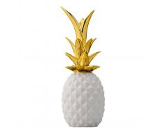 Bloomingville Escultura Pineapple blanco-oro