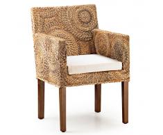 Sillón rattán colonial banana círculos