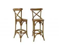 Taburete bar roble natural con respaldo
