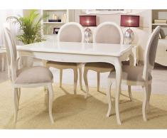 Mesa de comedor extensible blanca Vintage París