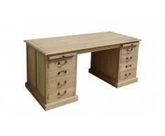 Mesa de despacho doble pedestal roble natural