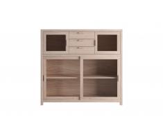 PORTOBELLO vitrina roble 4 puertas 3 cajones