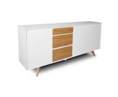 Svartan - Aparador escandinavo 3 puertas 3 cajones blanco y madera