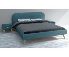Cama acolchada con pies de madera diseño escandinavo - Mariyas