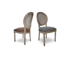 Silla medallón de madera, mimbre y polipiel - Aristid