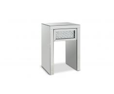 Mesita de noche de espejo con 1 cajon - Agdas