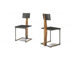 Silla al diseño industrial de metal y madera Leeds